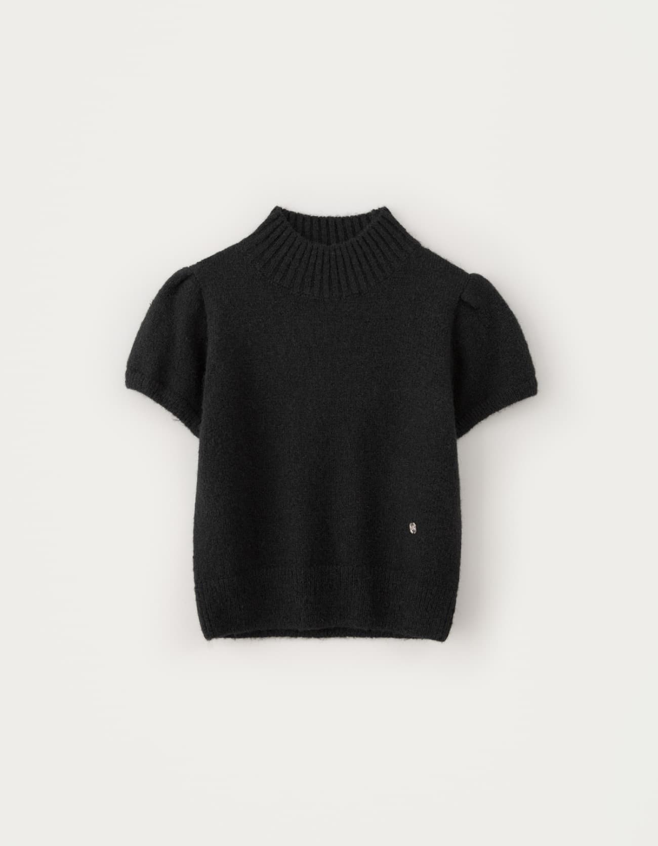 Turtleneck Emma Half Puff Knit - Black