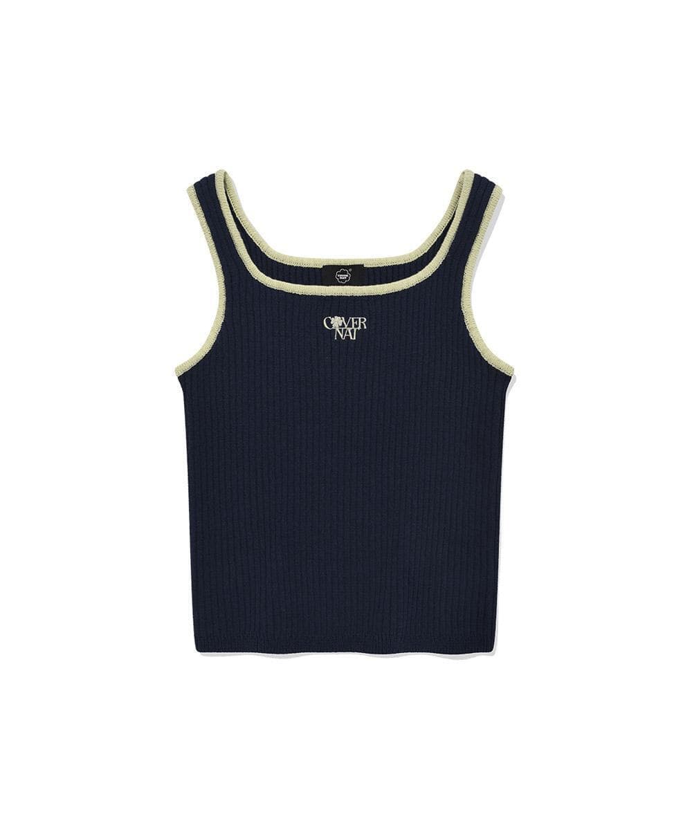 우먼 립 슬리브리스 니트 Navy