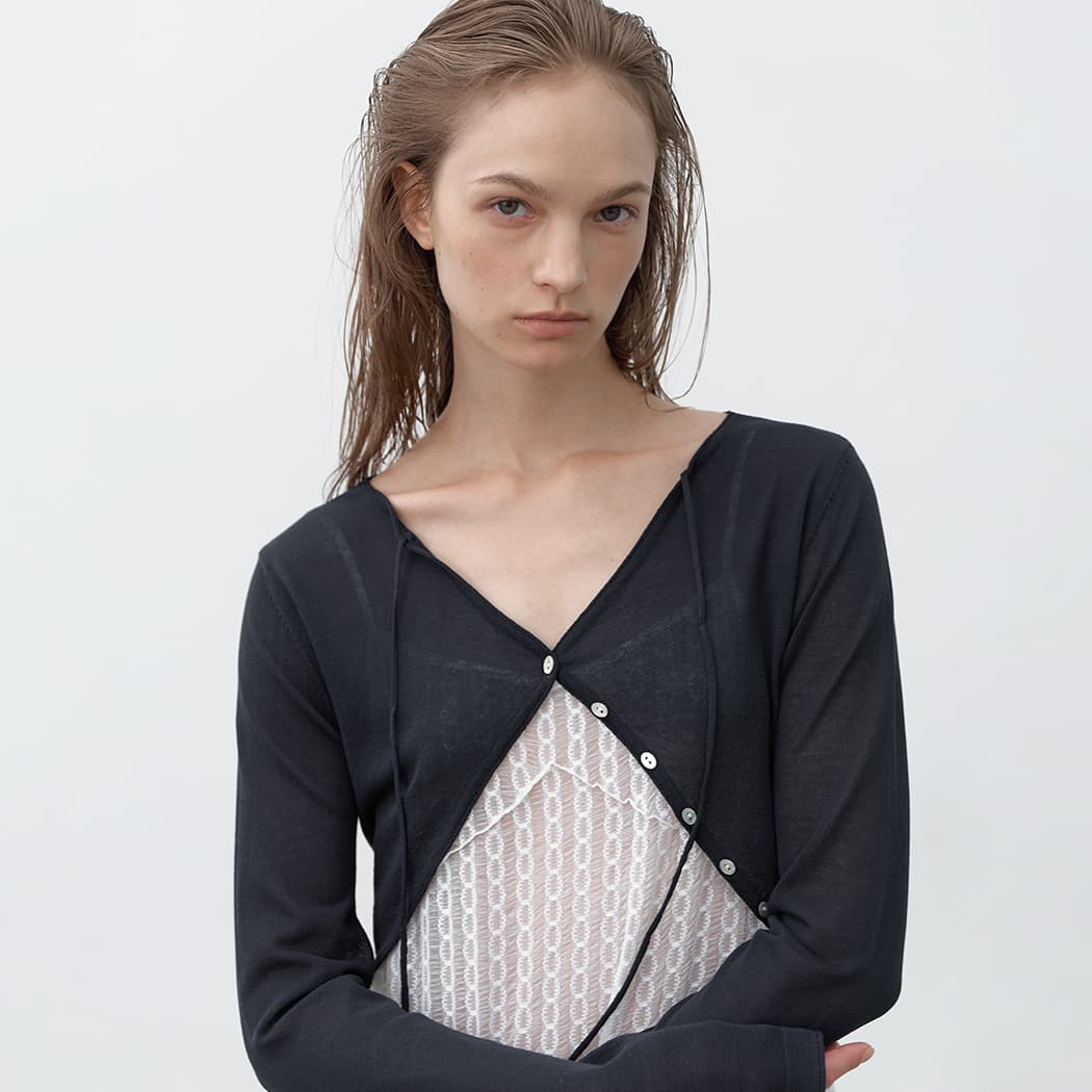 (CD-2196)ONE BUTTON BOLERO CARDIGAN