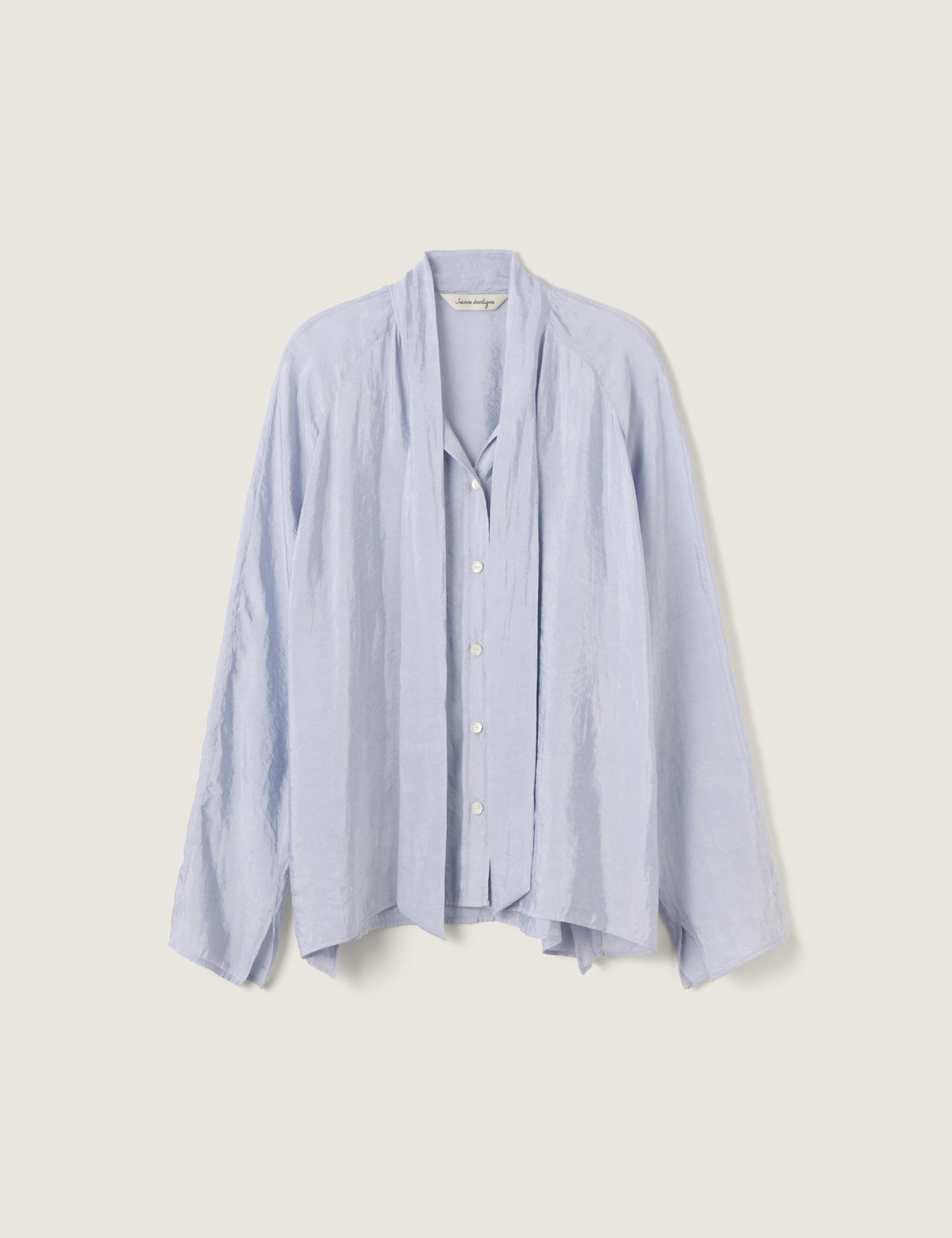 Cecile Tie Blouse (Gray Blue)
