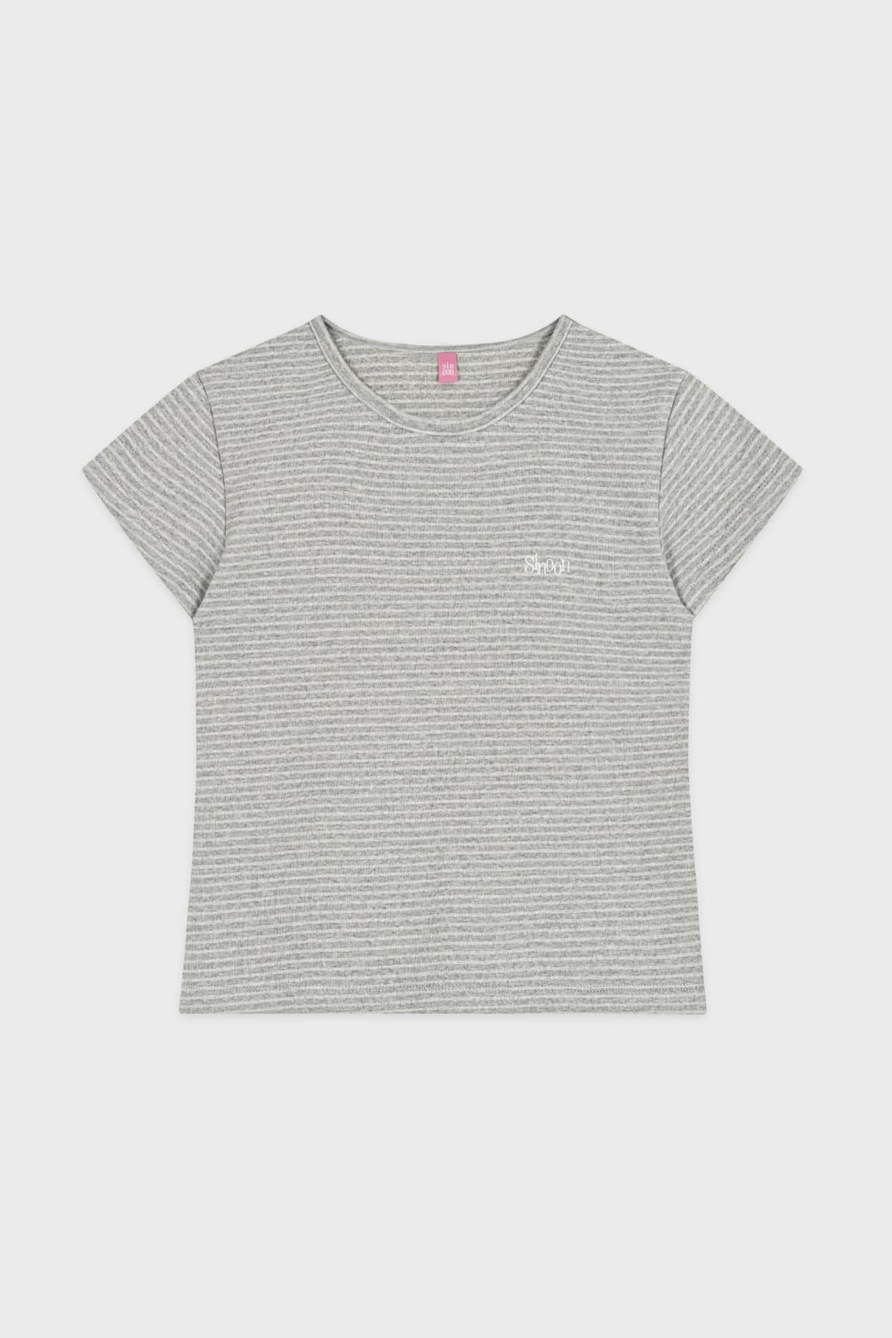 Stripe Cap Sleeve T-shirt (Melange Grey)