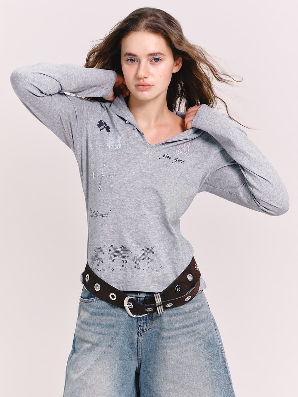 UNICORN CLOVER HOODED T-SHIRT (MELANGE)