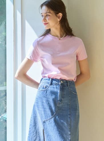 수피마 실켓 크루넥 반팔 티셔츠 [PINK]