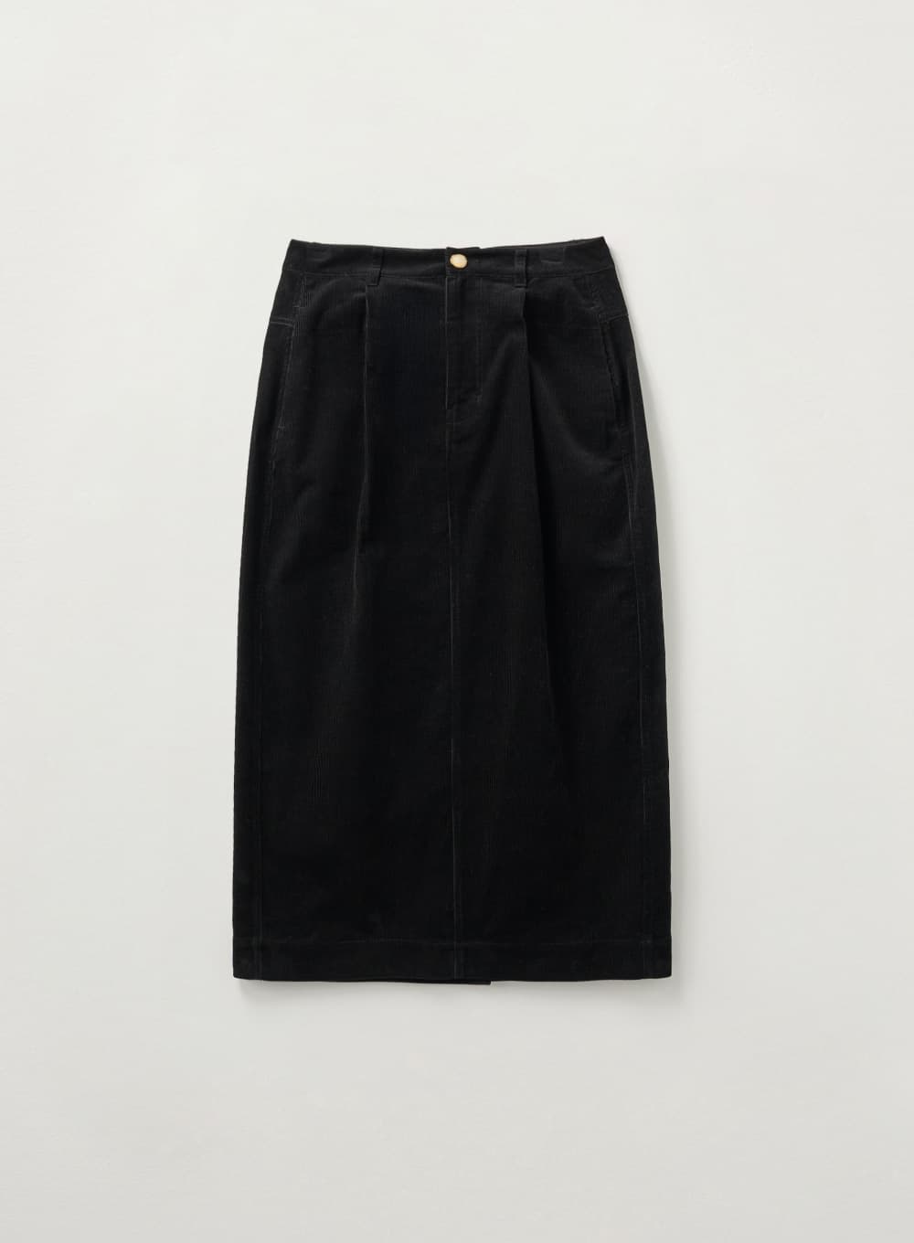(W) Corduroy Long Skirt - Black