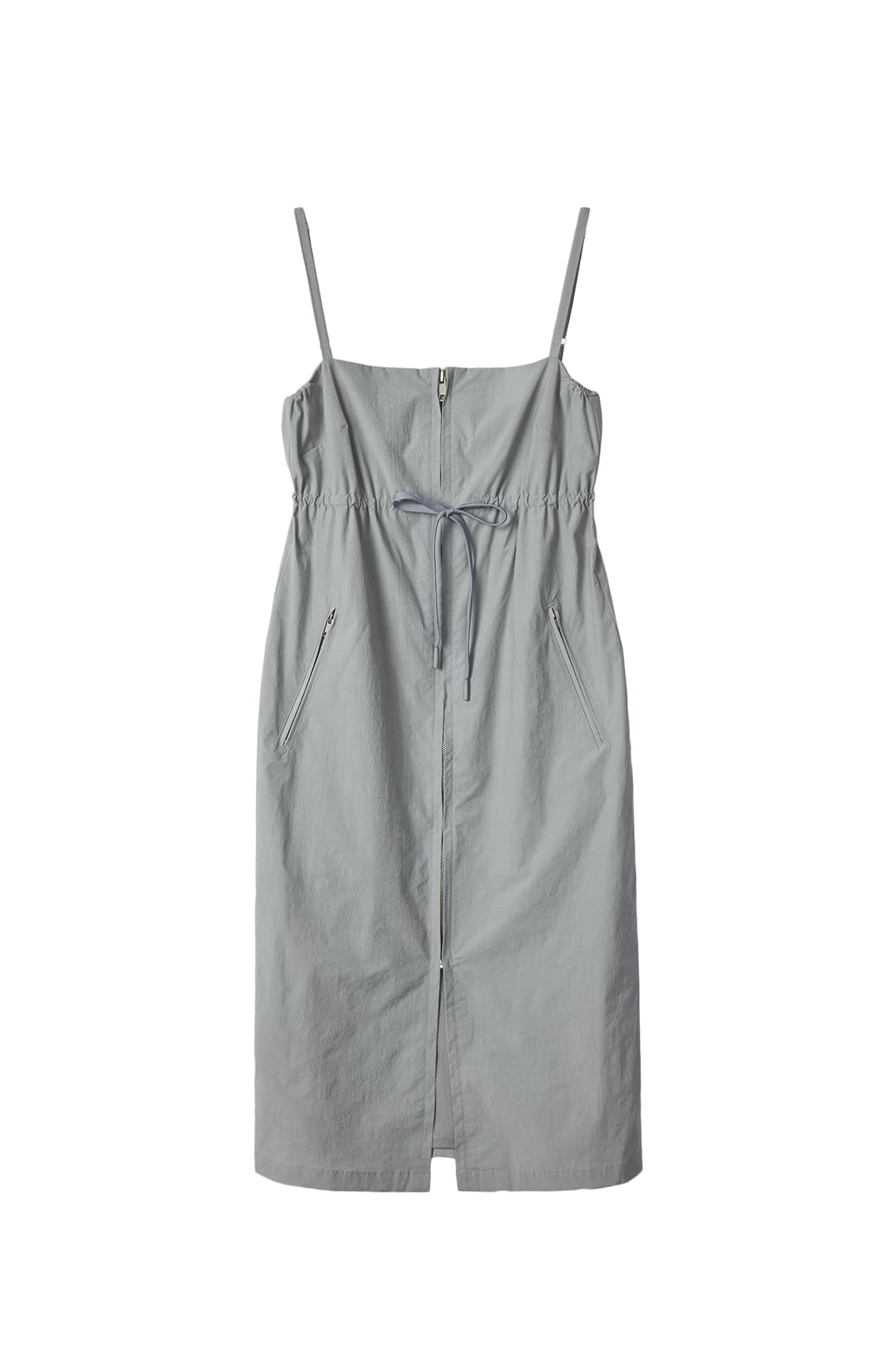 RR LOGO NYLON MIDI DRESS - LIGHTGREY
