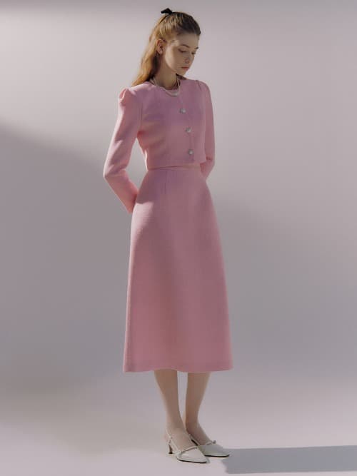 Lucy tweed midi skirt (2colors)
