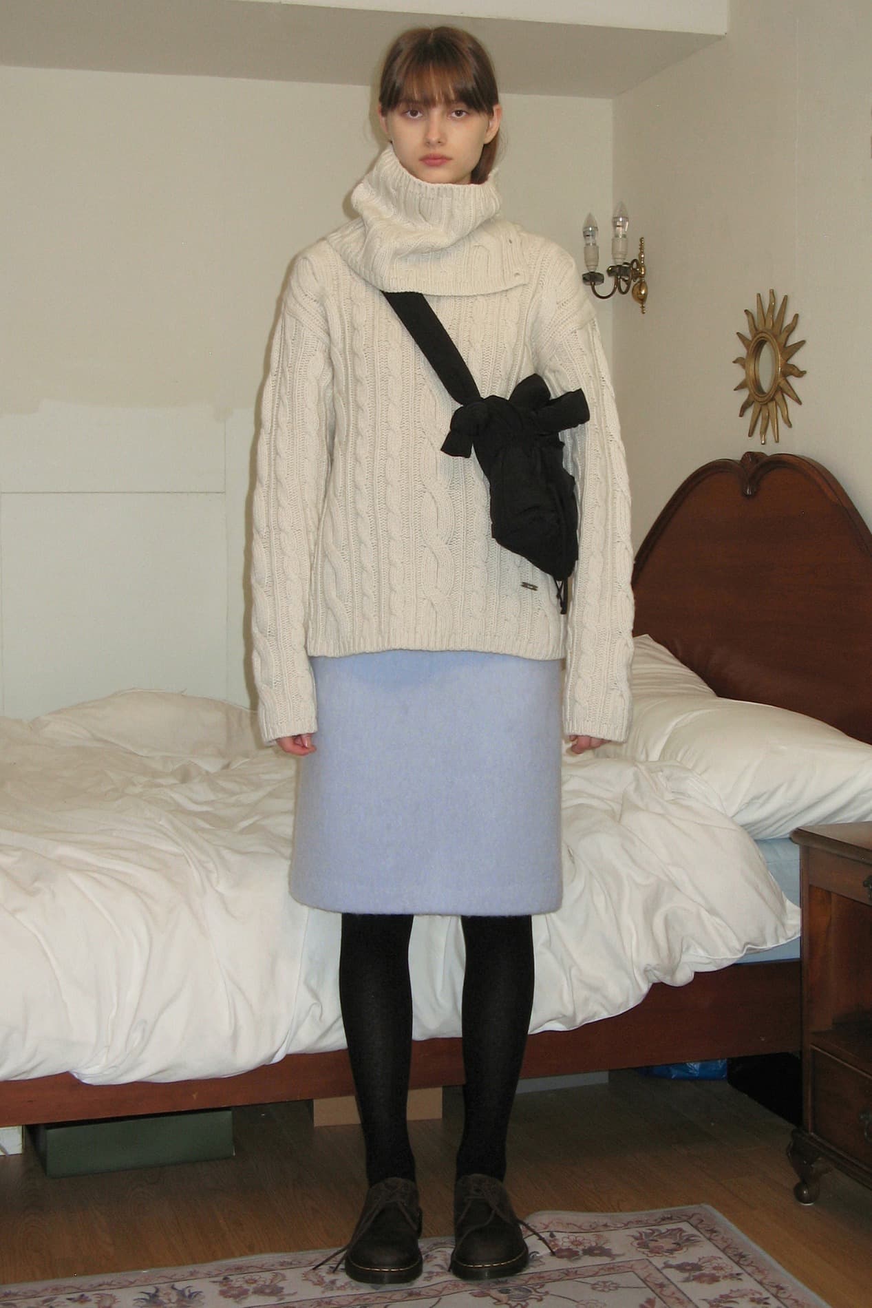 Two-Way Cable Turtleneck Knit (Ivory)
