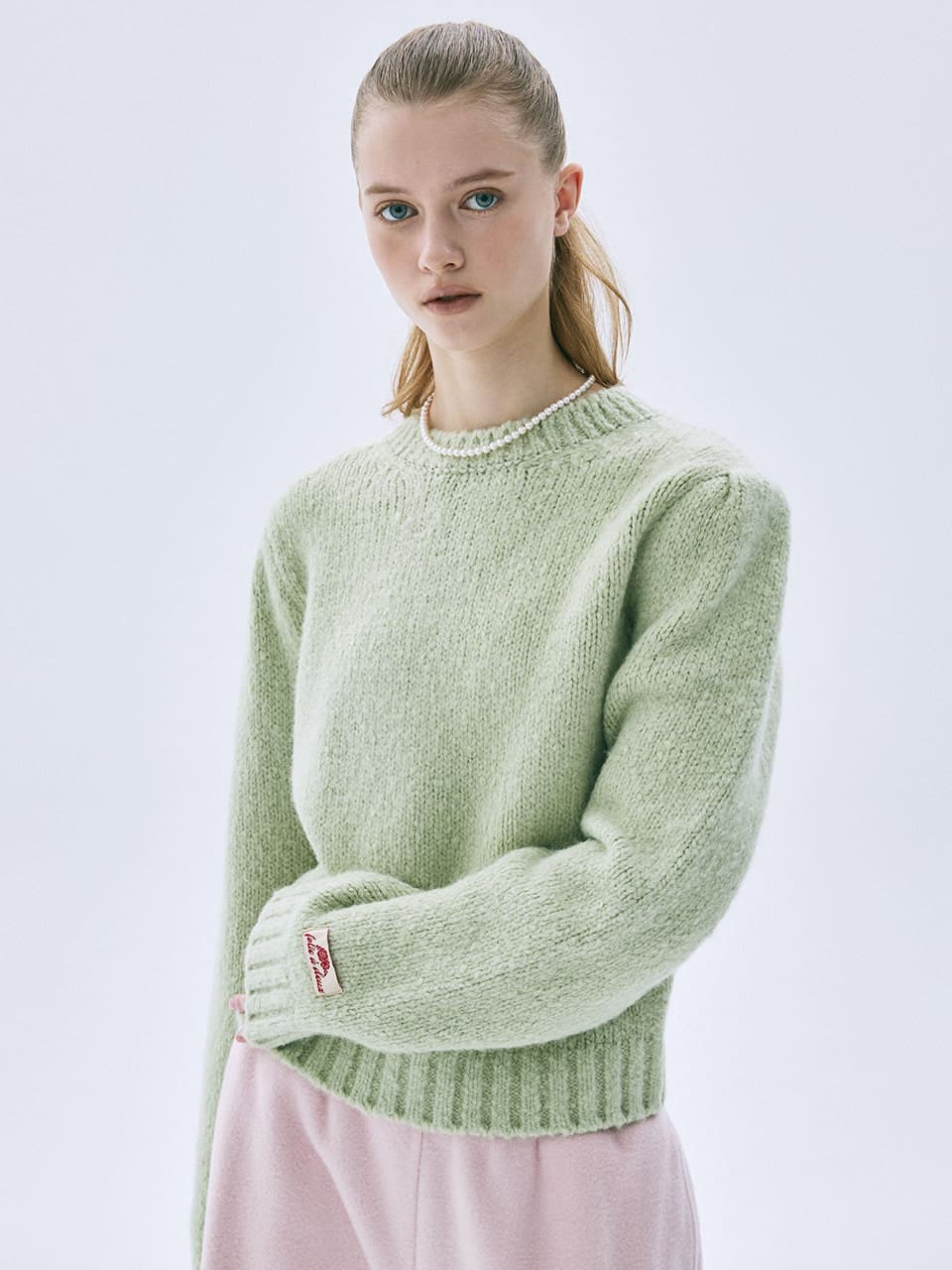 WOOL BLENDED PULLOVER PUFF SLEEVE_MINT
