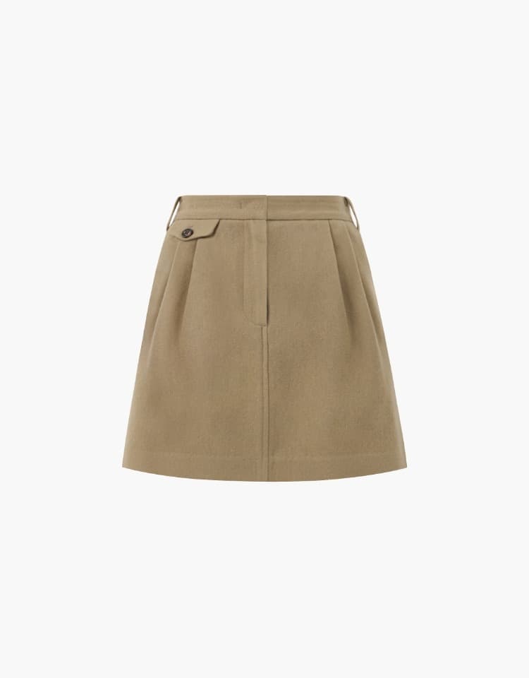 H-line wool skirt (solid) - beige