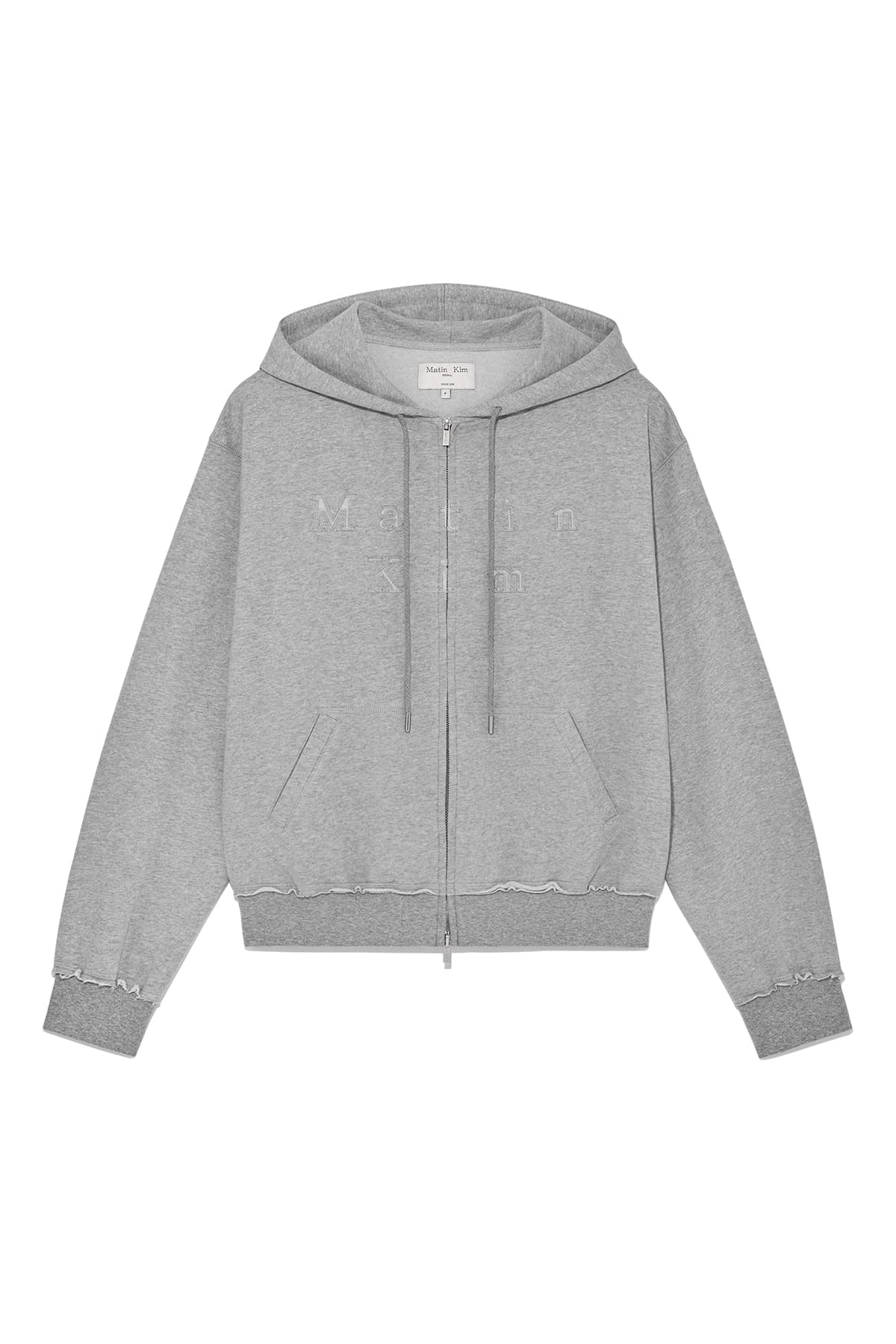 APPLIQUE CUTTED LOGO HOODY ZIP UP IN GREY