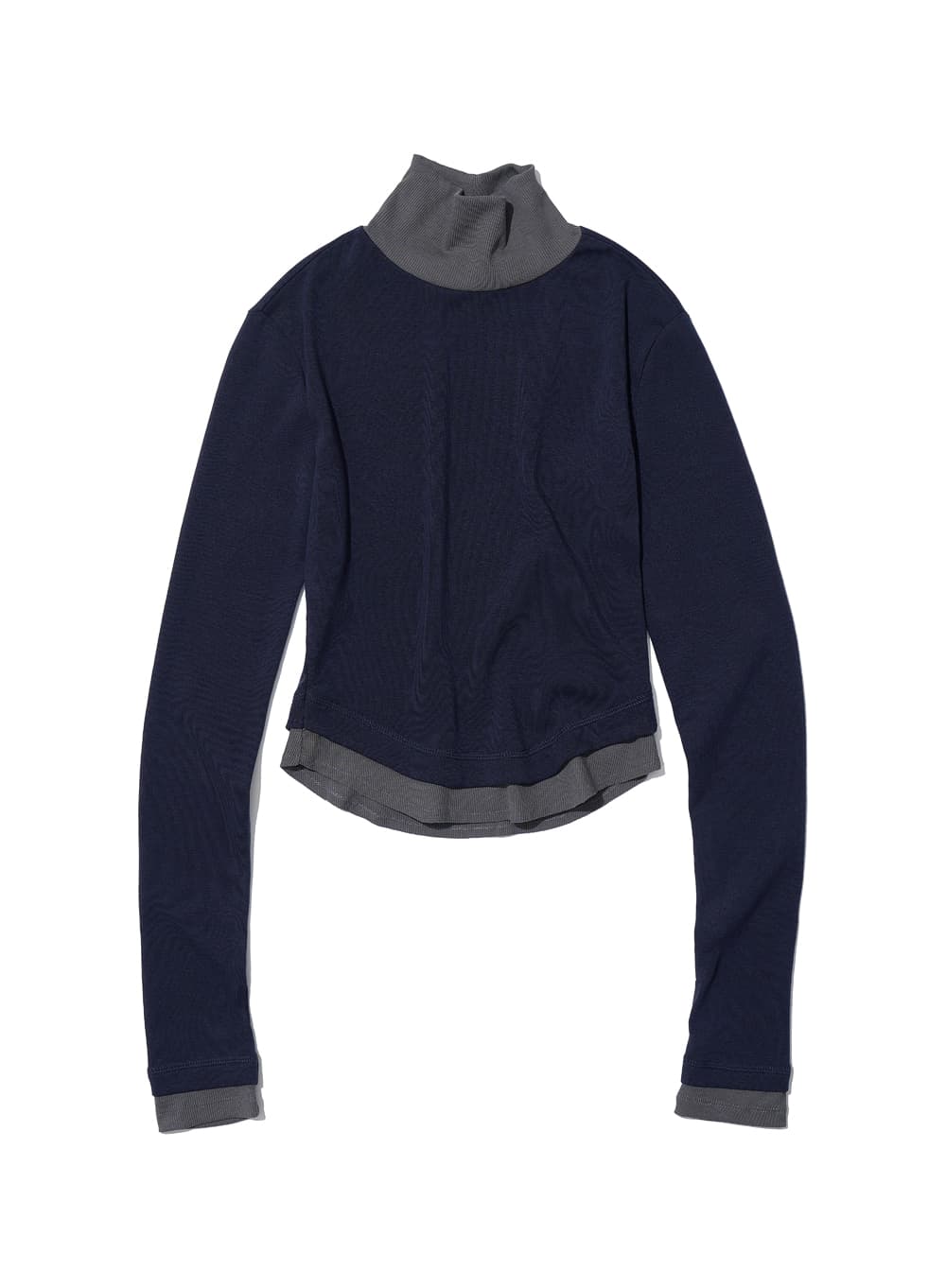 DOUBLE LAYERED HIGH NECK TEE_NAVY