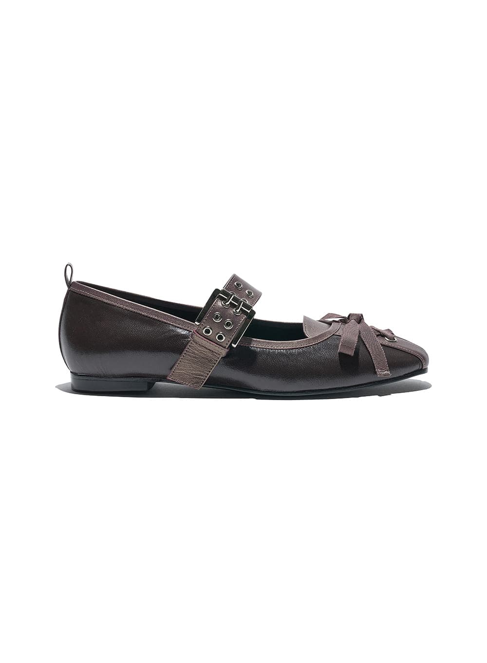 LACE-UP POINTED BALLET FLAT_BROWN