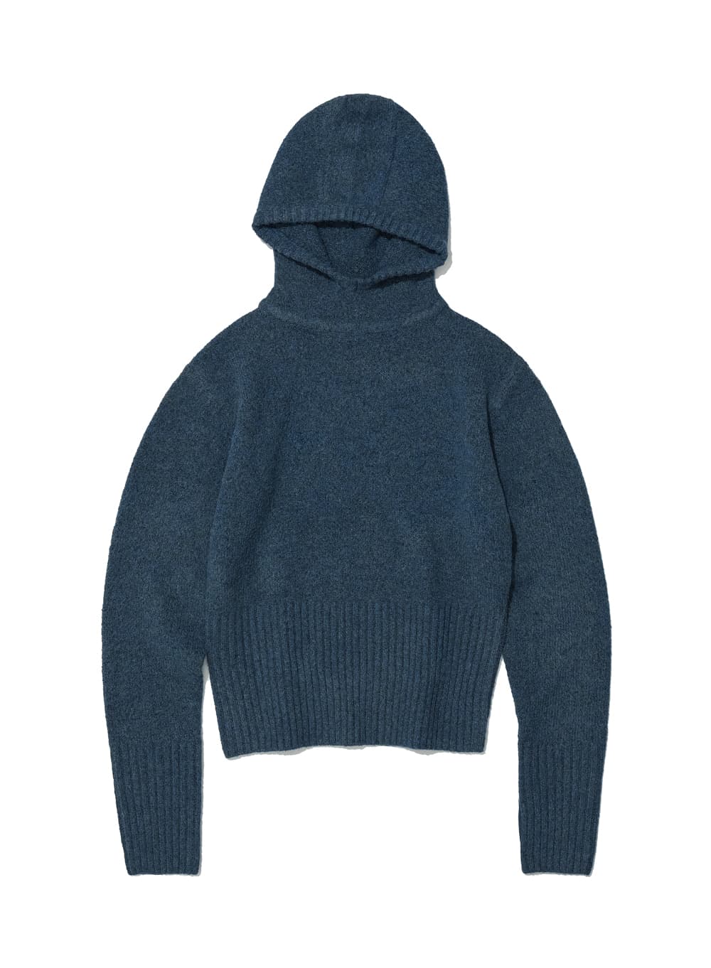 CUT-OUT WARMER KNIT HOODIE_DARK TEAL