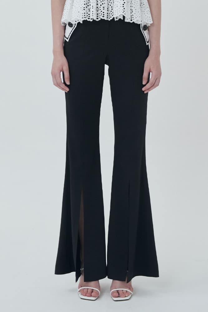 Scallop Pocket Flare Pants (Black)