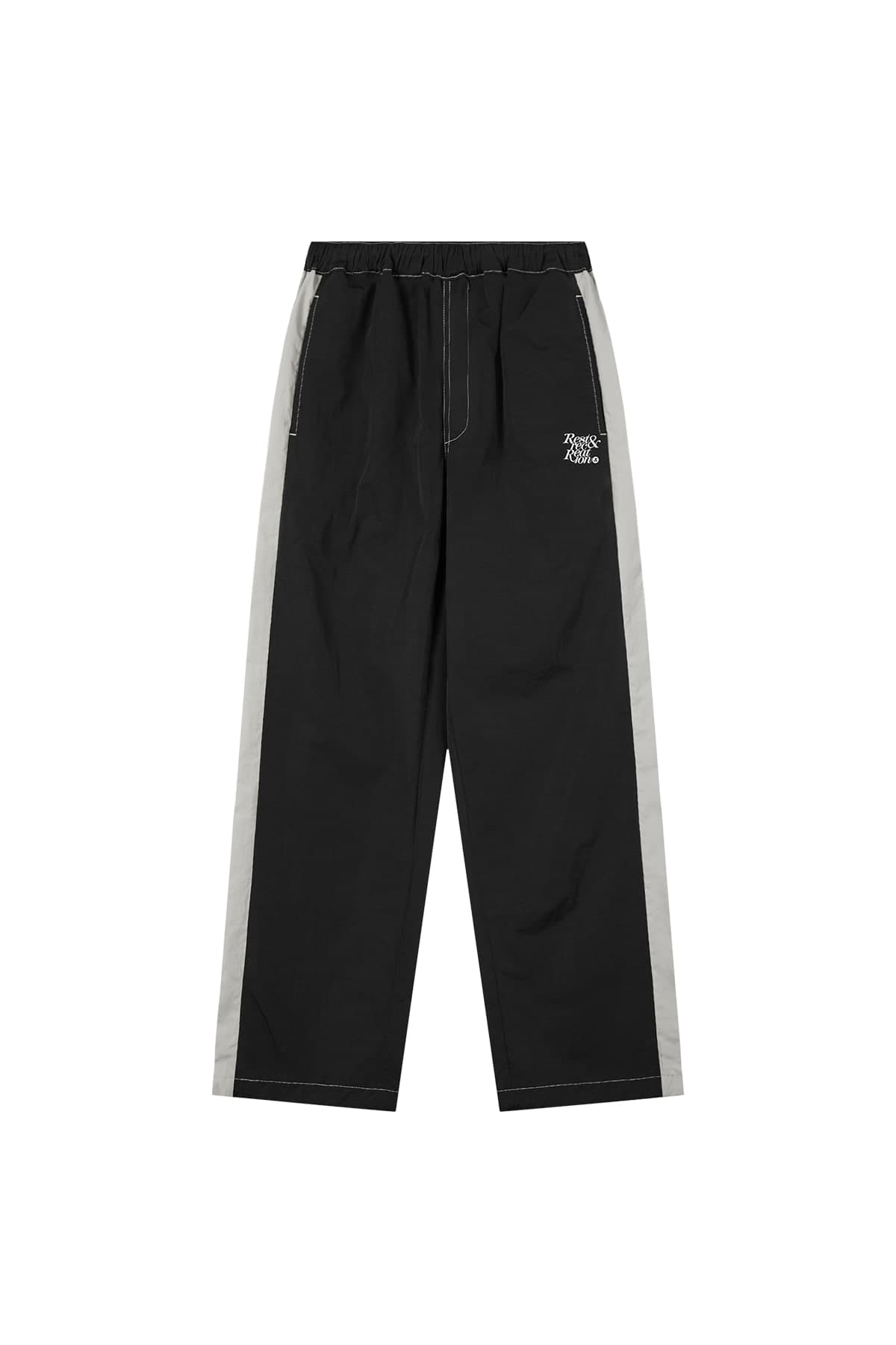 STITCH NYLON PANTS - BLACK