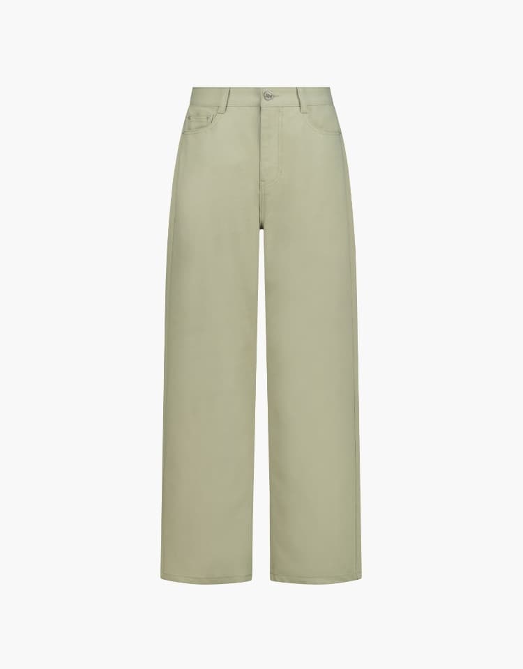 semi wide color denim pants - beige