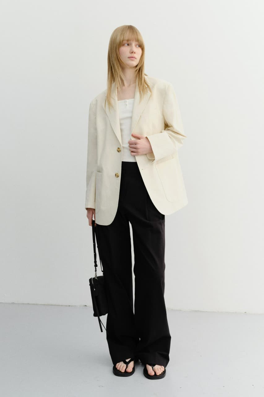 UNISEX CLASSIC LINEN JACKET CREAM_UDJA6B121CR