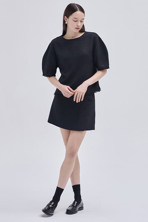 23SN tweed volume blouse [BK]