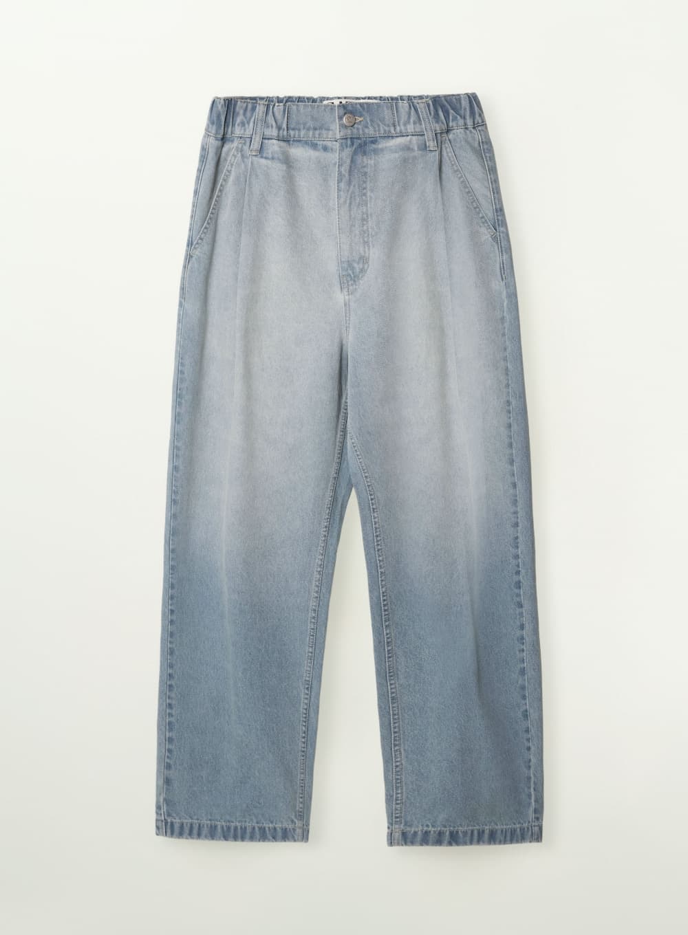 One Tuck Banding Denim Pants - Light Blue