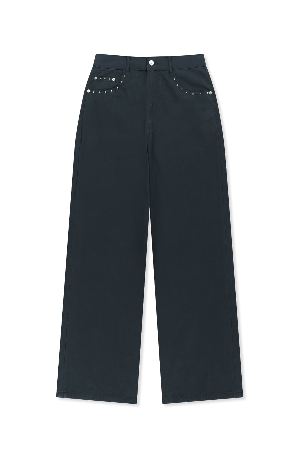 STUD POINT COLOR DENIM PANTS IN NAVY