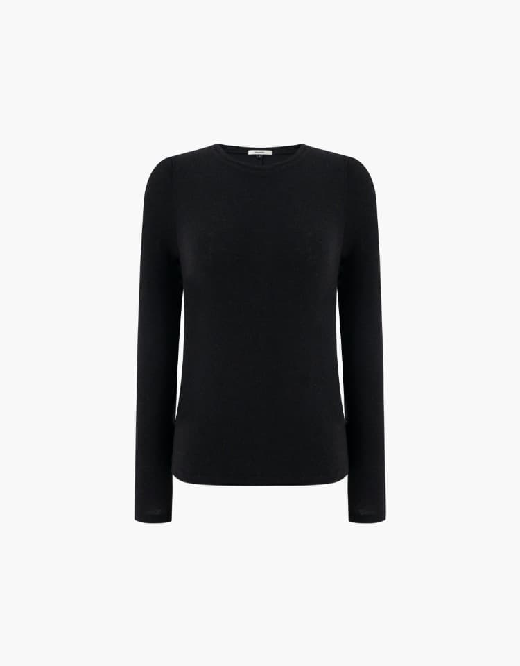 wool tencel long sleeve t-shirt - black