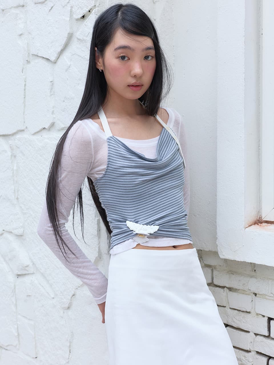 STRIPE HALTER TOP (BLUE)