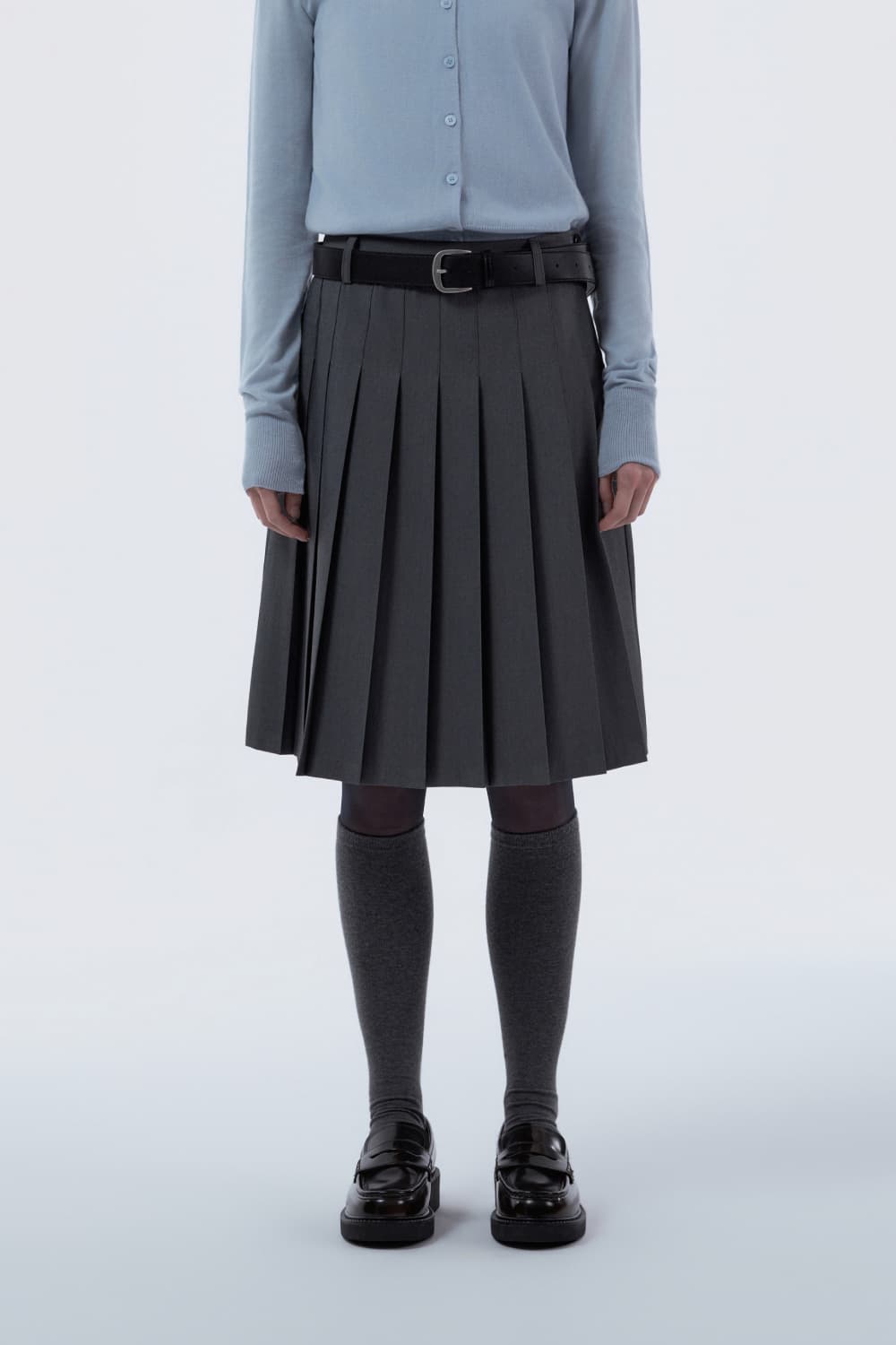 Jenn Pleated Midi Skirt - Grey