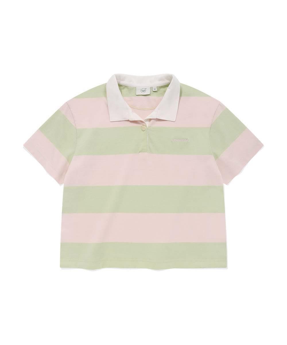 우먼 크롭 럭비 티셔츠 Light Pink