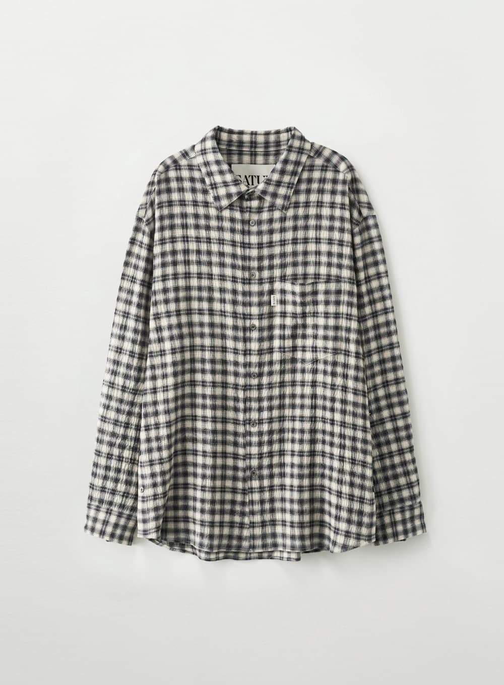 Over Size Check Shirt - Black