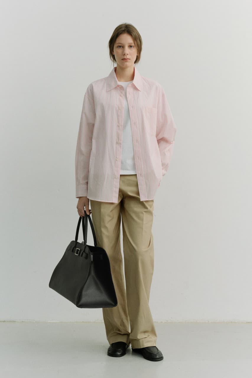 UNISEX OVERSIZED STRIPED SHIRT SOFT PINK STRIPE_UDSH6A104P1