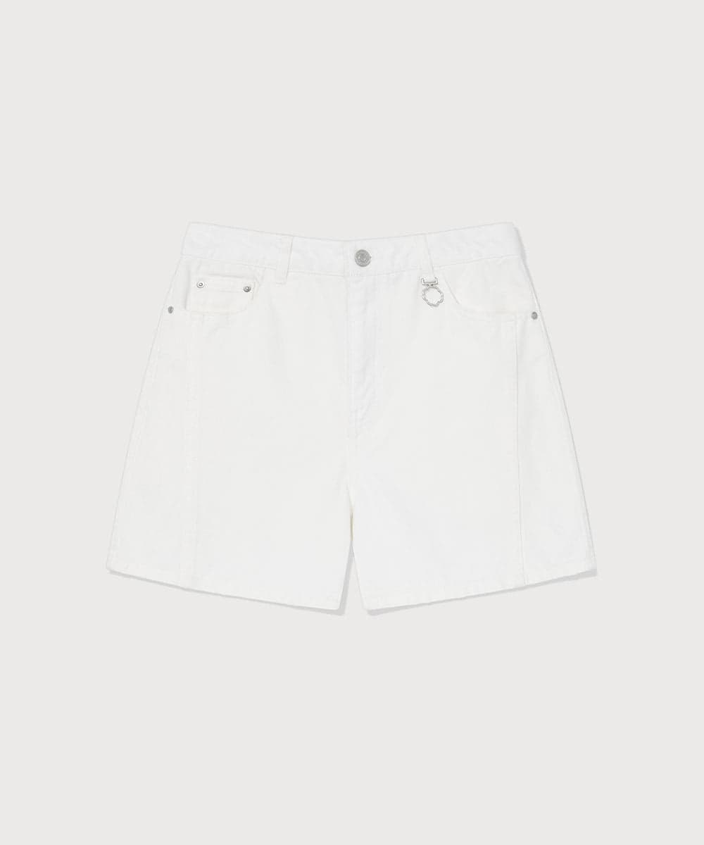 우먼 다잉 데님 쇼츠 White