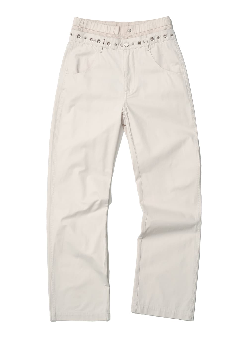 2WAY METAL POINTED DOUBLE WAIST PANTS_ECRU