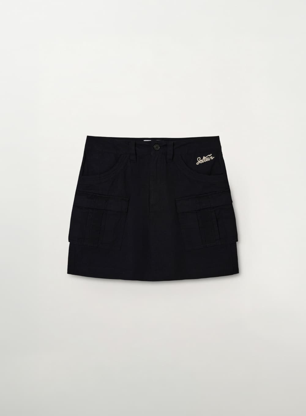 (W) Ripstop Cargo Mini Skirt - Black