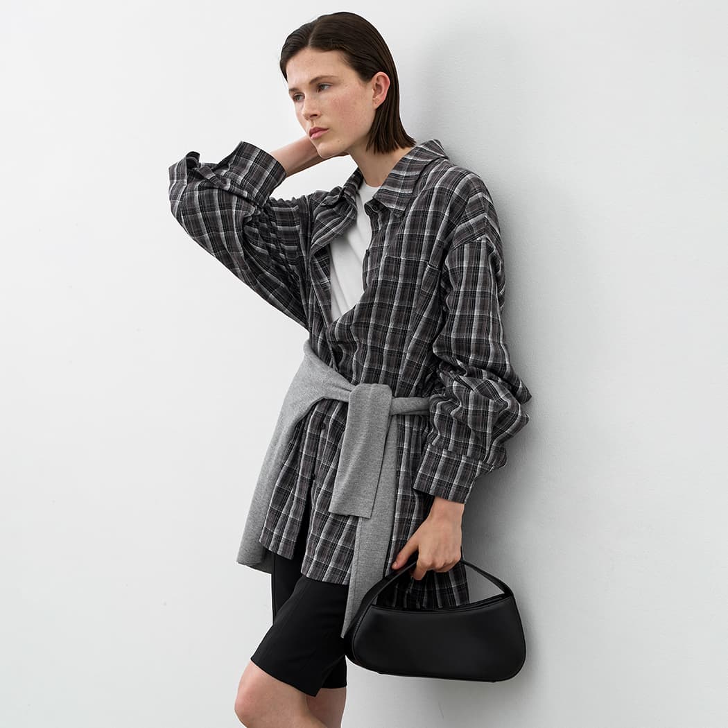 (BL-4368)ESSENTIAL WASHING CHECK RELAXED SHIRT