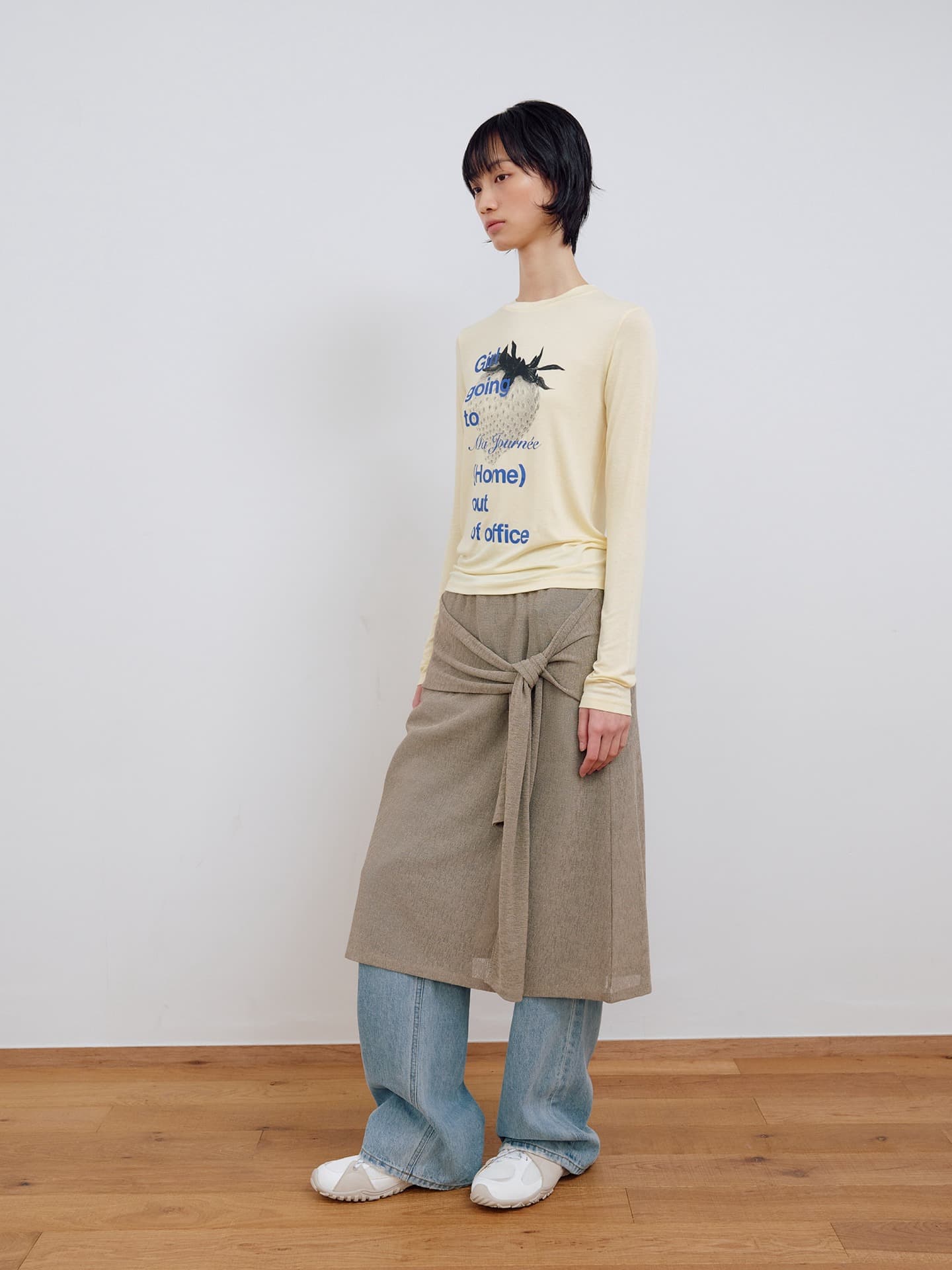 TIE LAYERED SKIRT_BEIGE