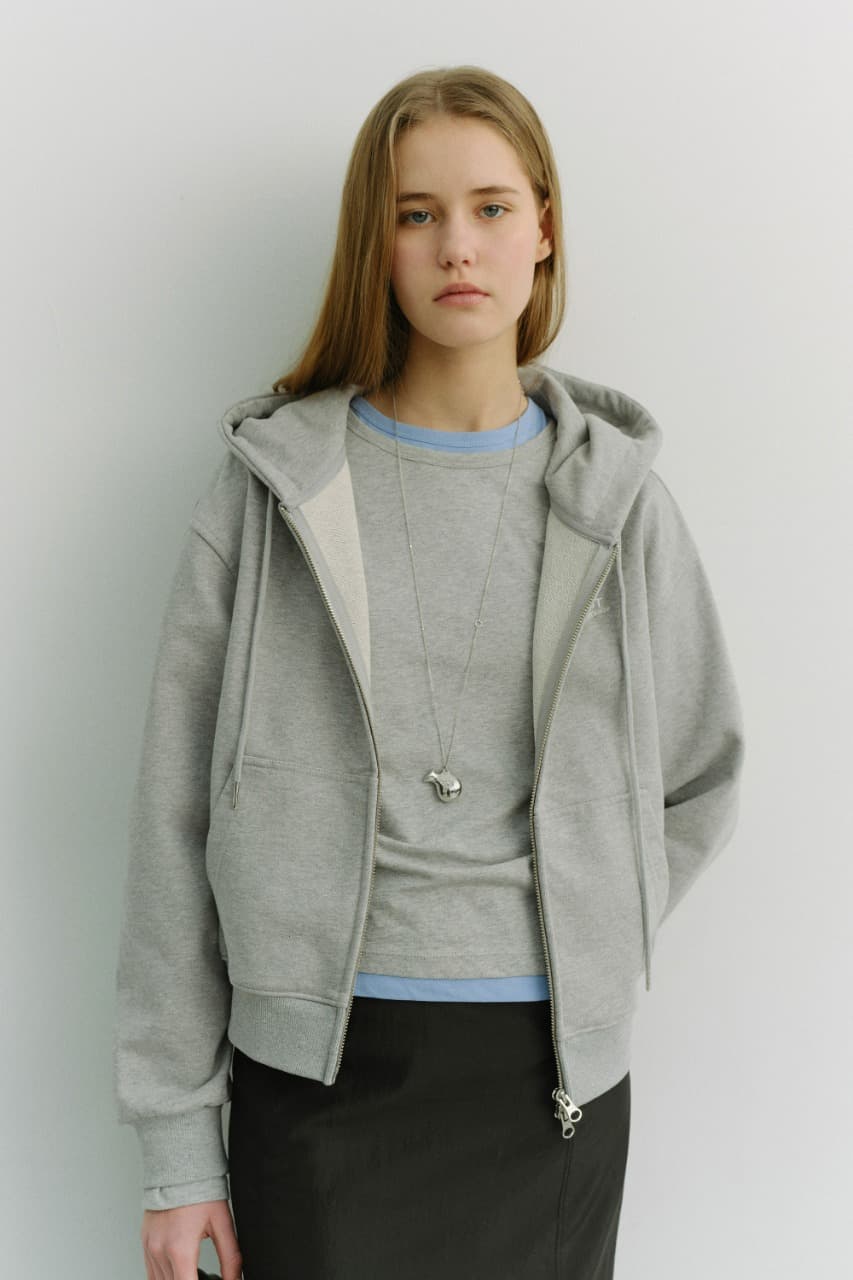 UNISEX CROPPED ZIP-UP HOODIE MELANGE GREY_UDTS6A101G2