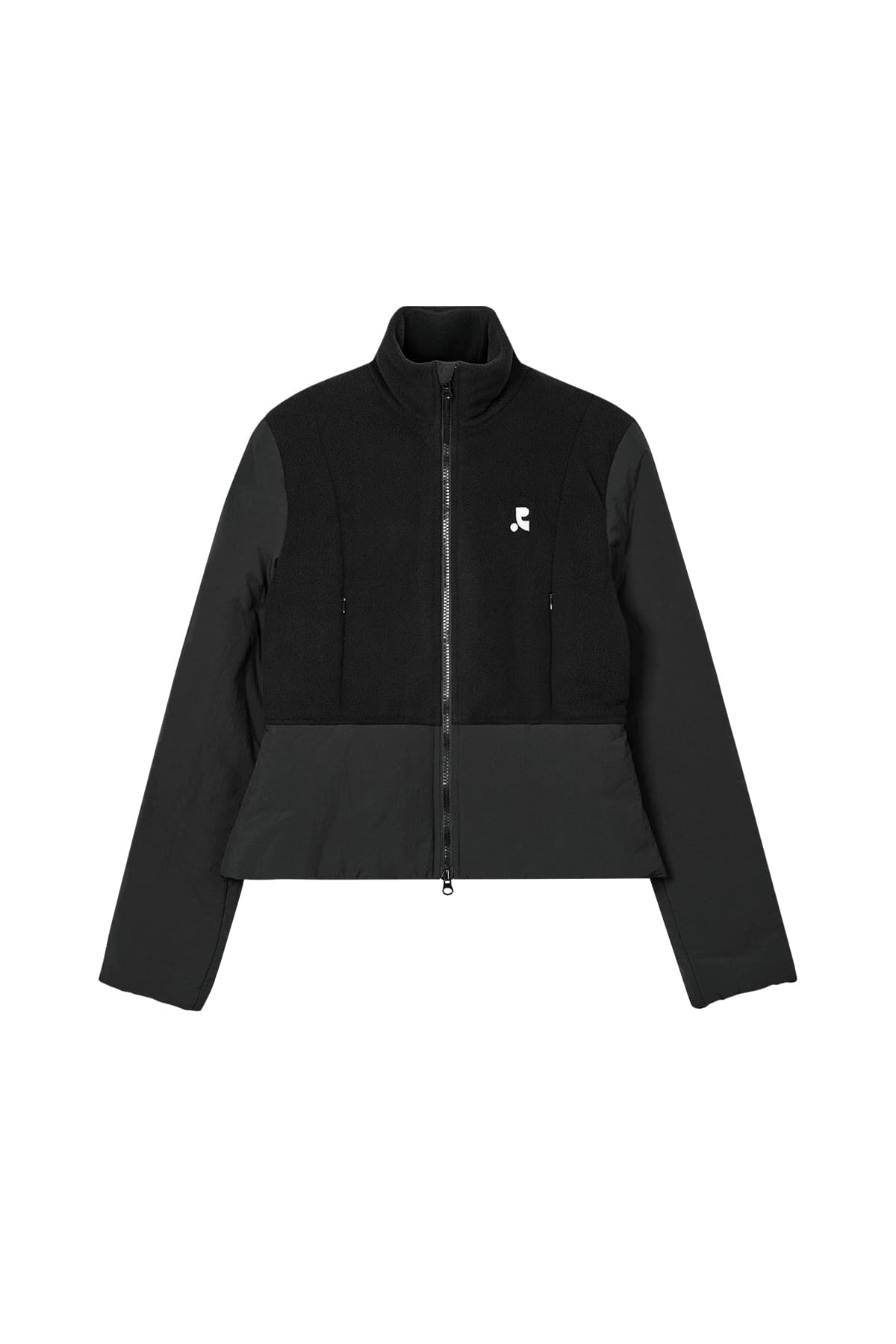 HIGH NECK QUILTED JACKET - BLACK