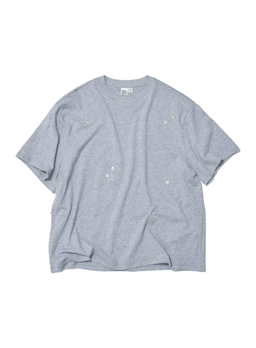 BUTTON DRAPE OVERSIZED SHORT SLEEVE TEE_MELANGE