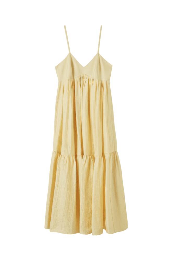 Sleeveless shirring dress (Yellow) 한승연 착용