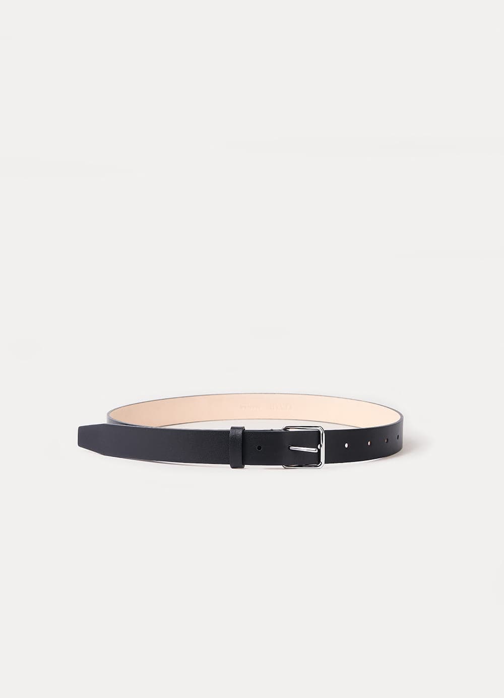Signature Square Leather Belt - Silver