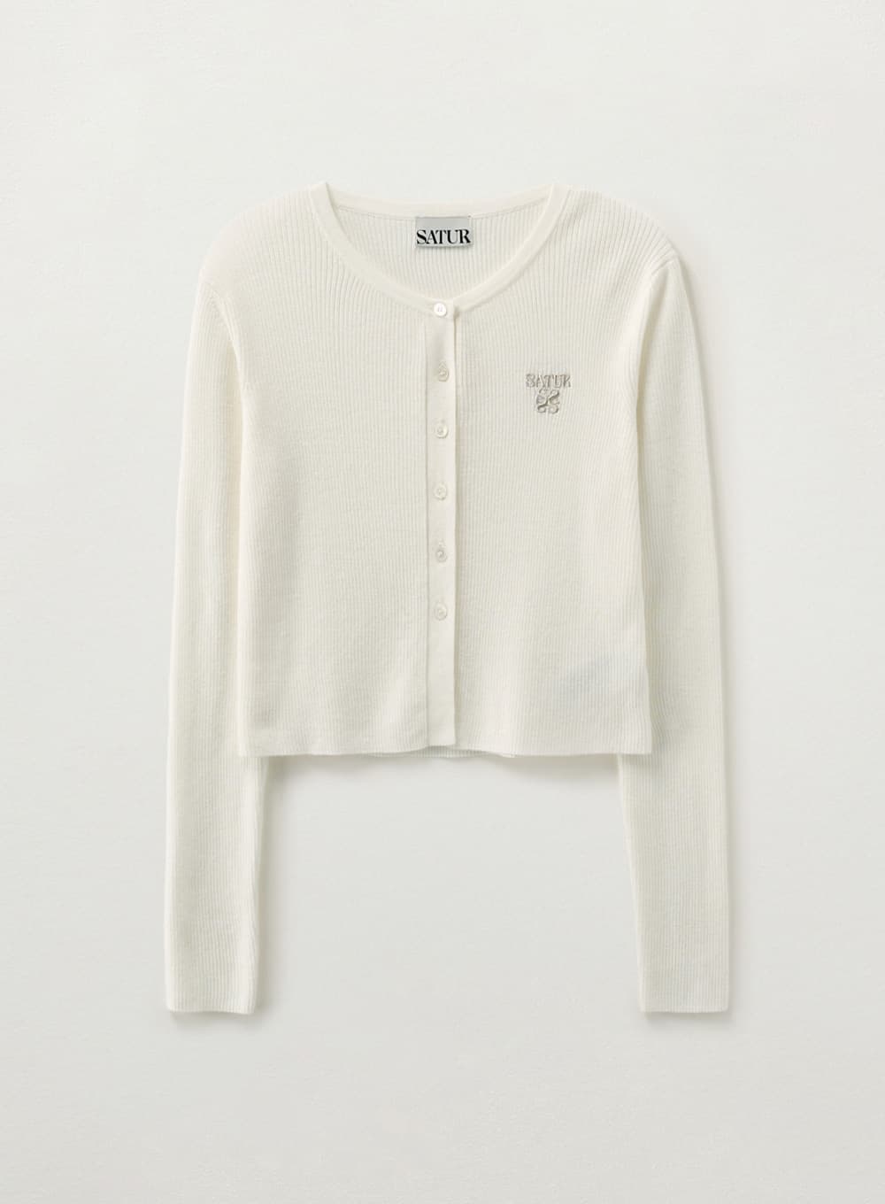 (W) Plain Long Sleeve Cardigan - Cream