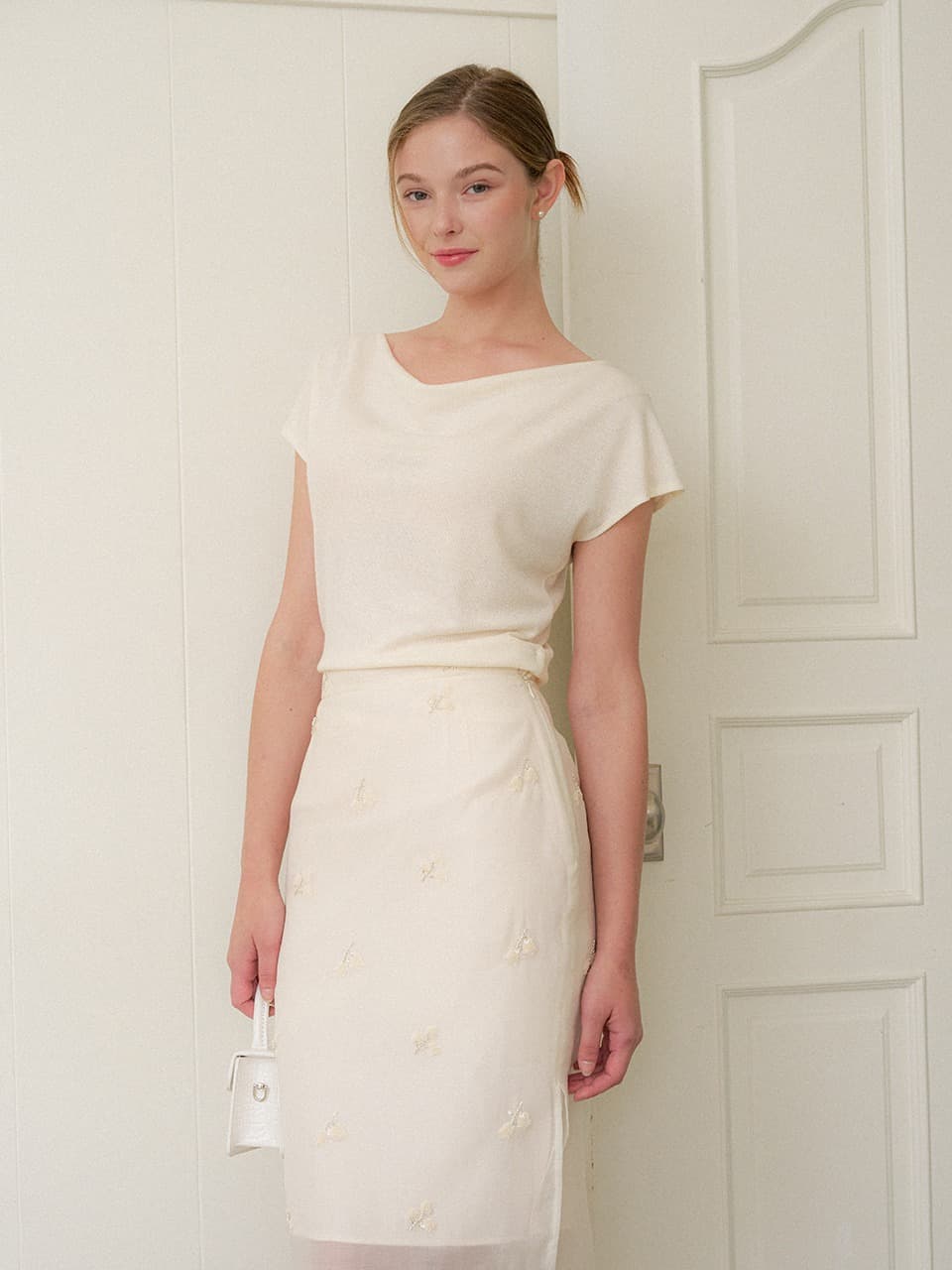 2Way Cowl-Neck T-Shirts / Ivory(2color)