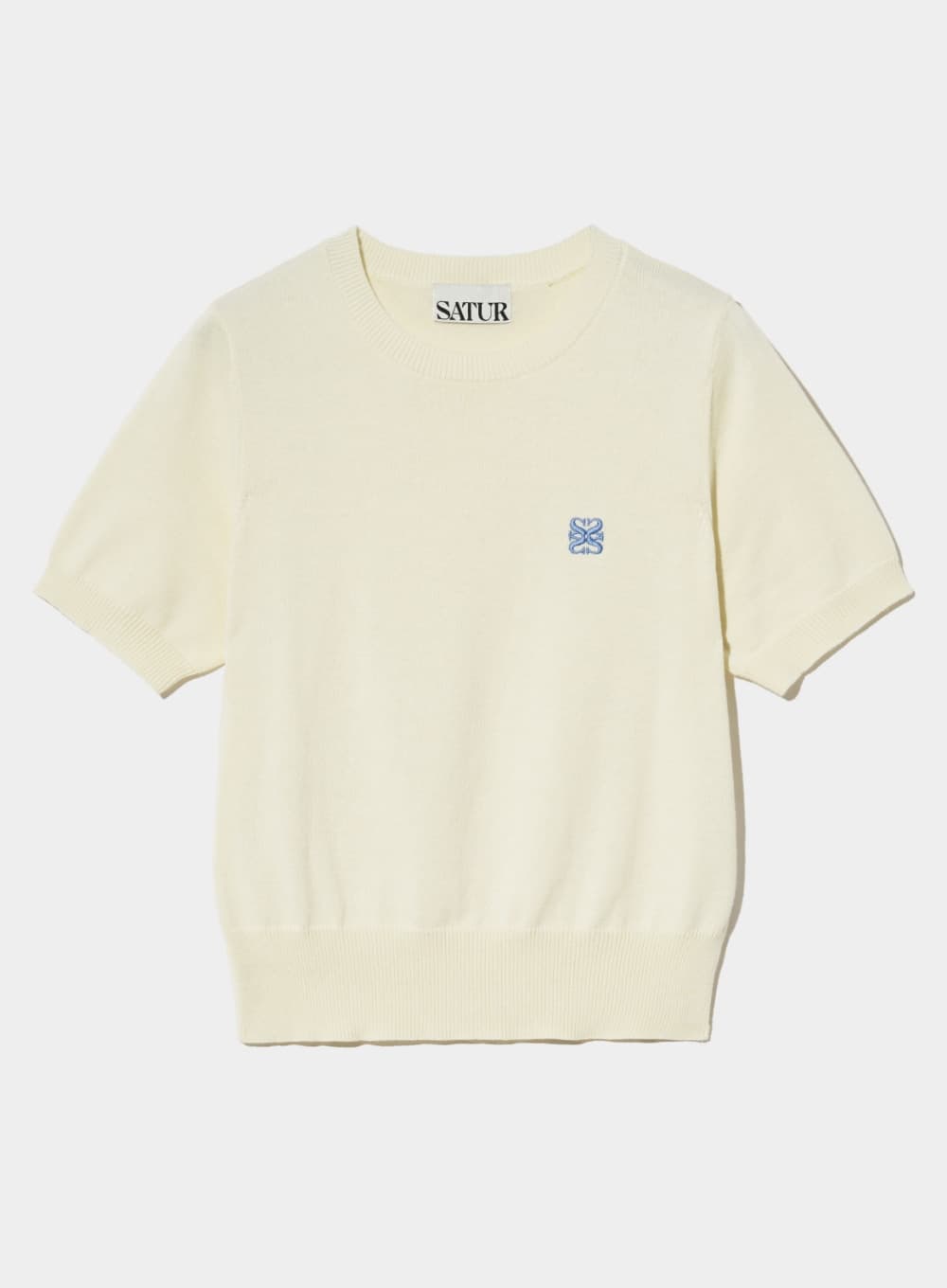 (W) Classic Crew Neck Half Knit - Cream