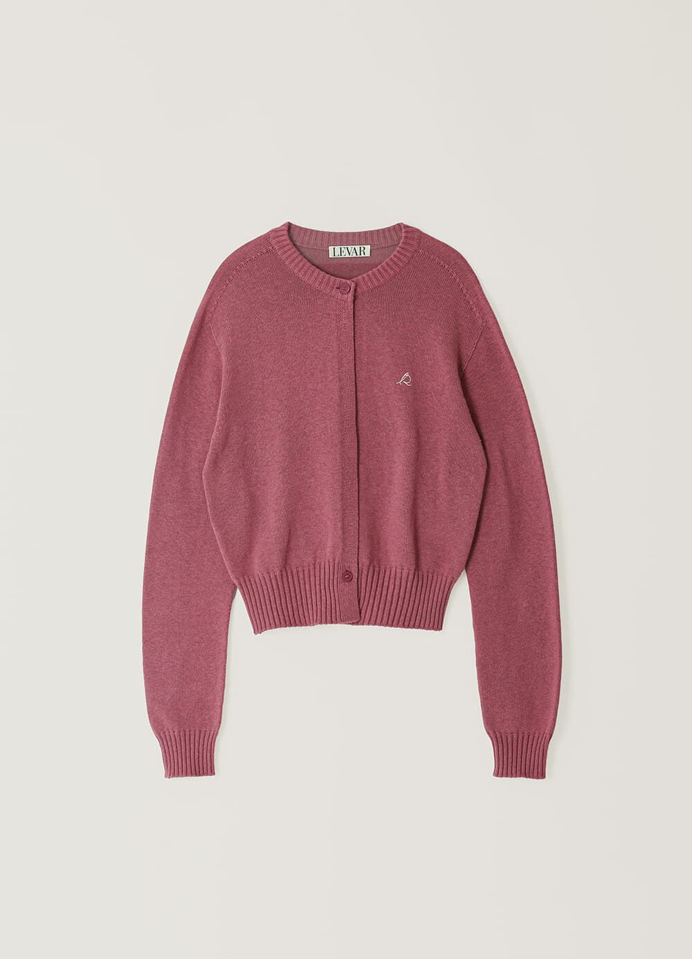 Two-Button Round Knit Cardigan - Plum