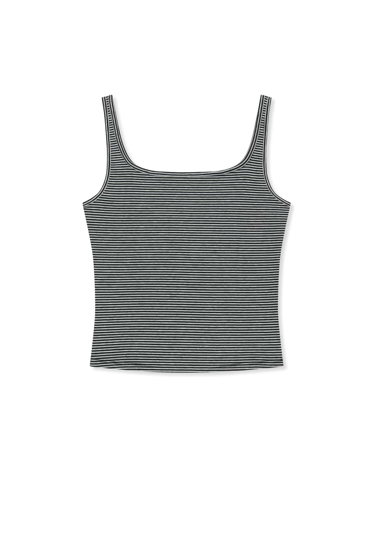 SQUARE NECK CROPPED TANK TOP IN BLACK