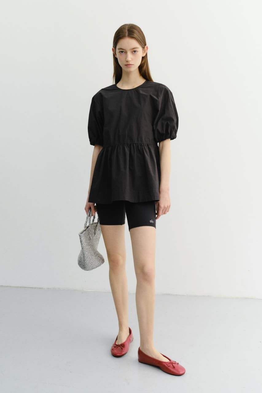RIBBONED BACK SLIT BLOUSE BLACK_UDBL6B227BK