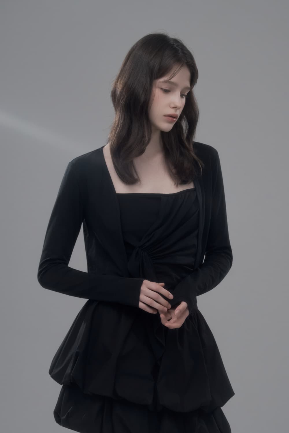 Nina Cardigan Top Set - Black