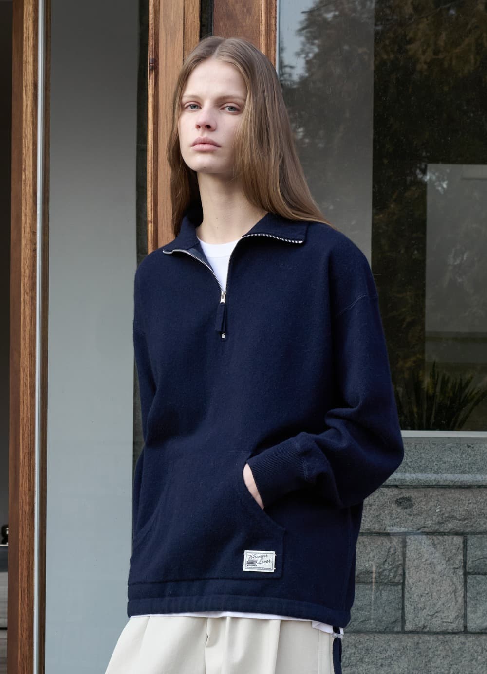 Wool Knit Half-zip Pullover - Classic Navy