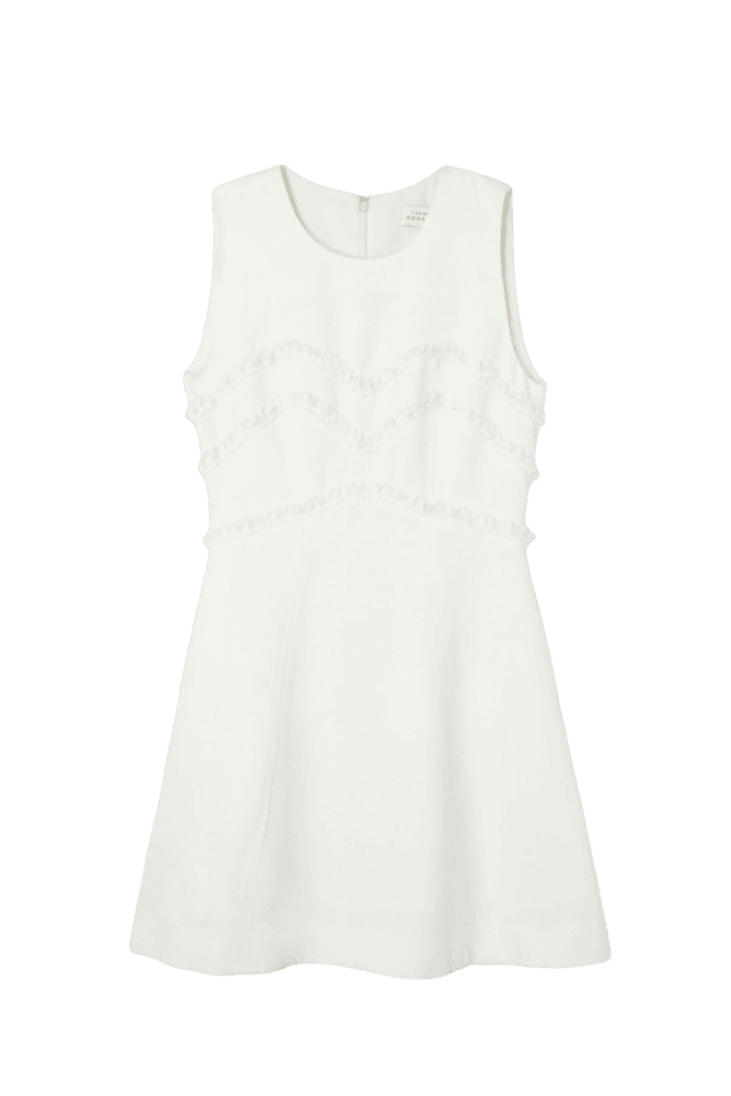Lace Shirring Dress (White)