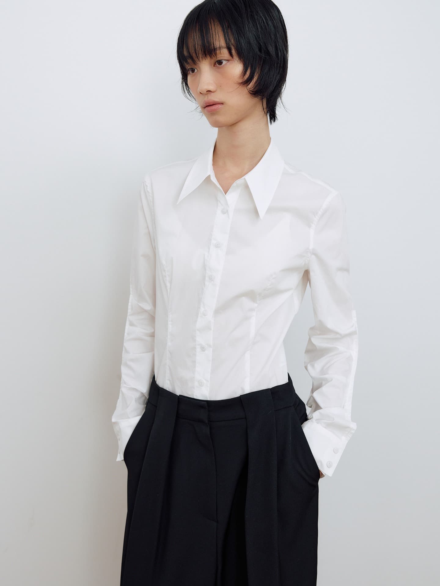 PIN-TUCK SHIRT_WHITE